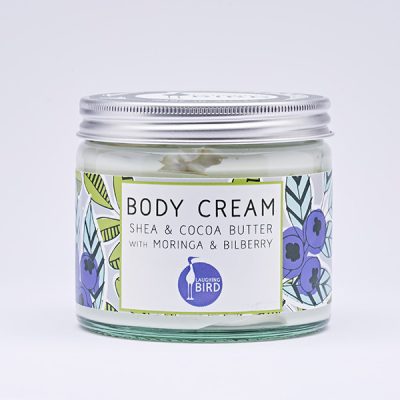 Shea butter and cocoa butter body cream with moringa and bilberry by Laughing Bird