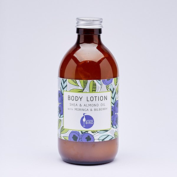 Body lotion with shea, almond oil, moringa and bilberry by Laughing Bird