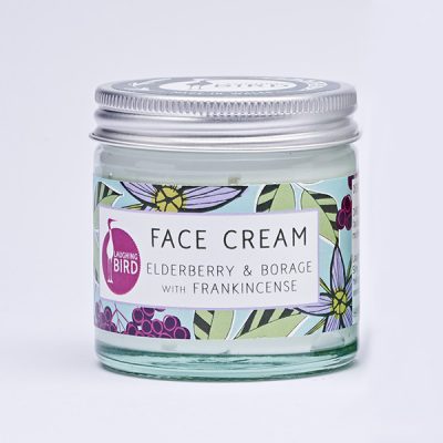 Face cream with elderberry, borage and frankincense by Laughing Bird